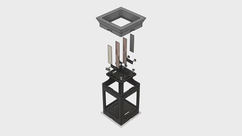 CAD exploded view of the μCHIMERA enclosure assembly